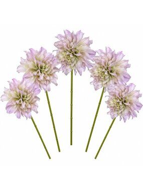 Blush Lavender Dahlia Stem Bundle Faux Flowers Cottagecore Wedding Bouquet